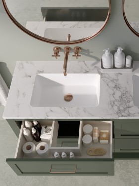 encimera de baño de madera de olivo  Encimeras baño, Mueble baño madera,  Baños de estilo rústico